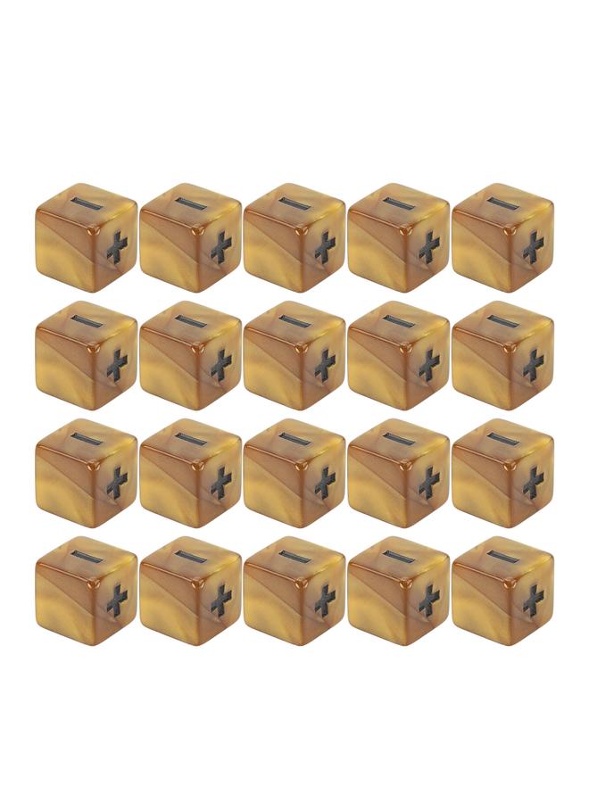 20pcs Math Plus Minus Sign Dices 16mm Math Operation Calculation Dice Set for Infant Education Golden Gradient