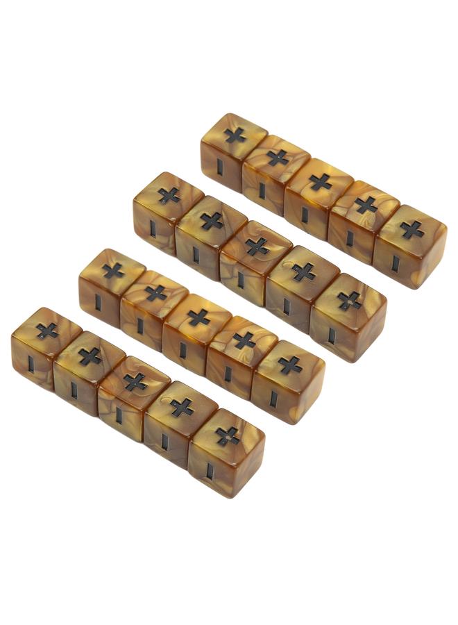 20pcs Math Plus Minus Sign Dices 16mm Math Operation Calculation Dice Set for Infant Education Golden Gradient