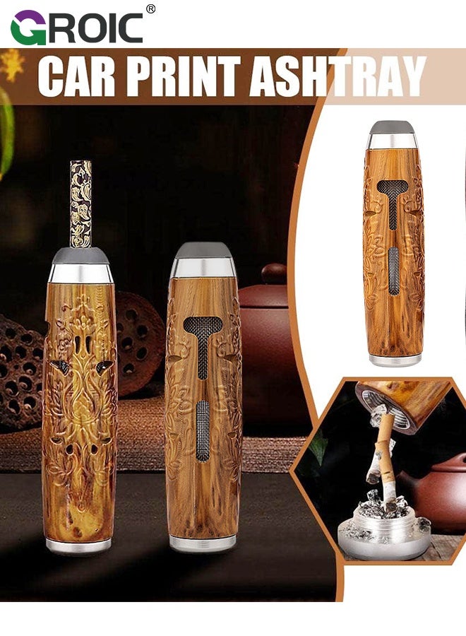 GROIC Car Ashtray, Mini Carved Wood Portable Ashtray, New Coffee Color Engraved Travel Ashtray with Lid, Durable Windproof Pocket Ashtray, Elegant Smoking Accessory, Outdoor Home Office Ashtray, Brown - Image 5