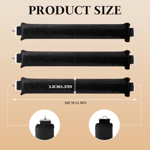 MAYCREATE® Heatless Hair Curler, Flexible Curling Rod with Hook, Satin Rollers for All Hair Types, No Heat Curls to Sleep for Curl Rods, Heatless Curls for Blowout Hair, Black - Image 2