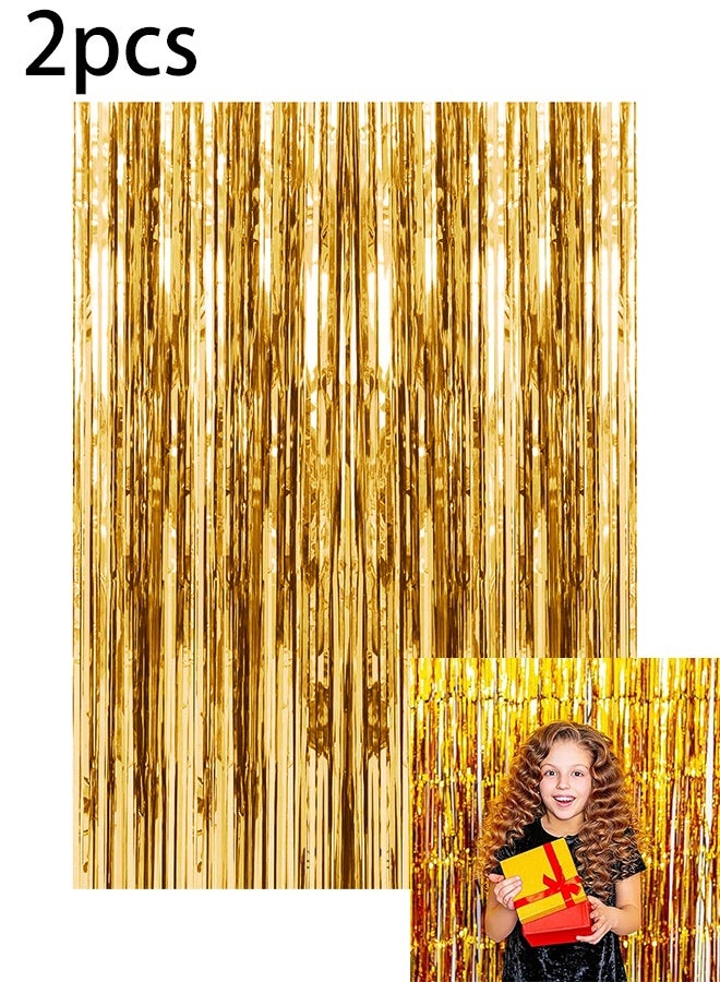 KANGLI 2-Piece Tassel Curtain Set ，Birthday Party,Family Gathering，Company party,Atmosphere Decoration,39.4*78.7inch，Gold - Image 1