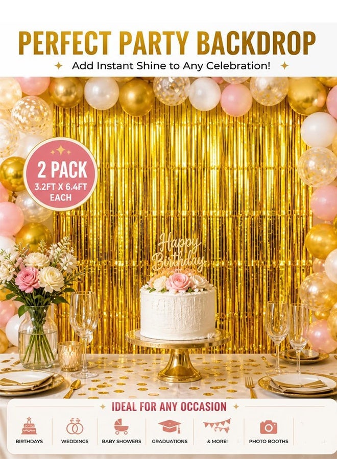 KANGLI 2-Piece Tassel Curtain Set ，Birthday Party,Family Gathering，Company party,Atmosphere Decoration,39.4*78.7inch，Gold - Image 3