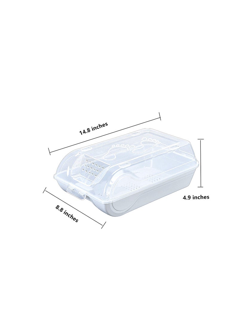 SOLARAE Shoe Organizers,  Clear Plastic Shoe Racks for Closets and Entryway, Shoes Containers Stackable, Shoe Storage Boxes with Lids for Sneakers (6 Pack Light Blue) - Image 2