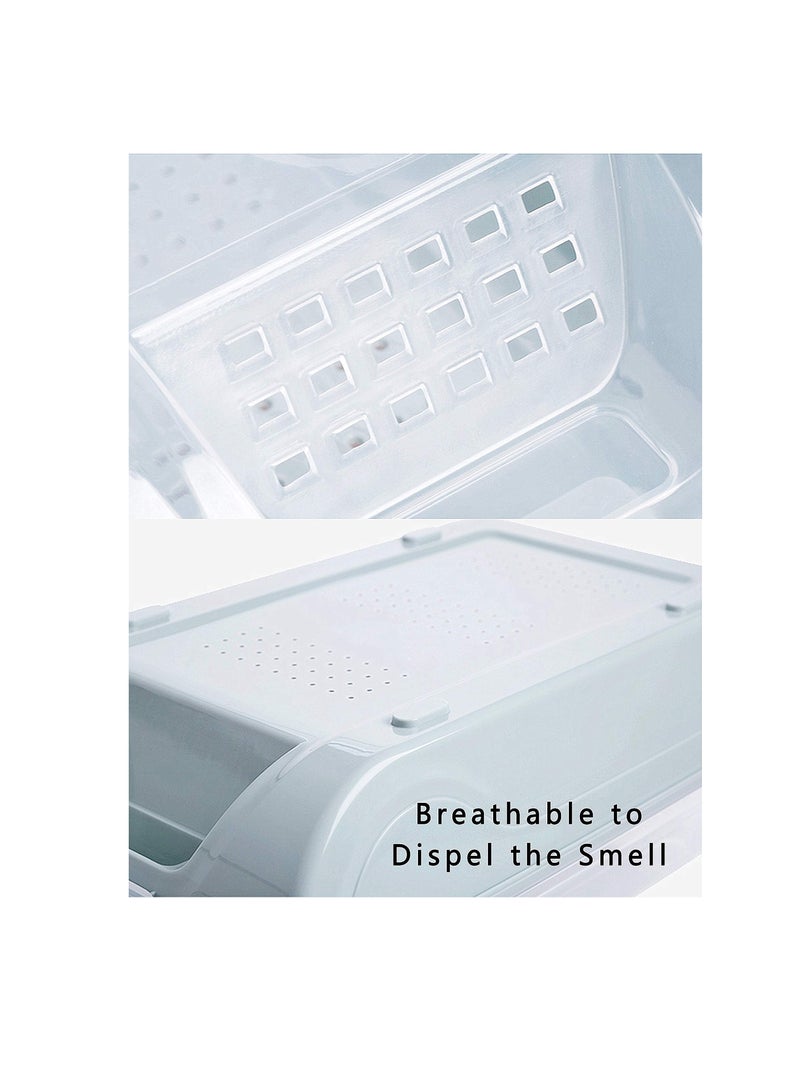 SOLARAE Shoe Organizers,  Clear Plastic Shoe Racks for Closets and Entryway, Shoes Containers Stackable, Shoe Storage Boxes with Lids for Sneakers (6 Pack Light Blue) - Image 3