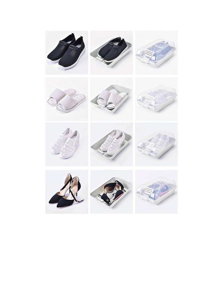 SOLARAE Shoe Organizers,  Clear Plastic Shoe Racks for Closets and Entryway, Shoes Containers Stackable, Shoe Storage Boxes with Lids for Sneakers (6 Pack Light Blue) - Image 4