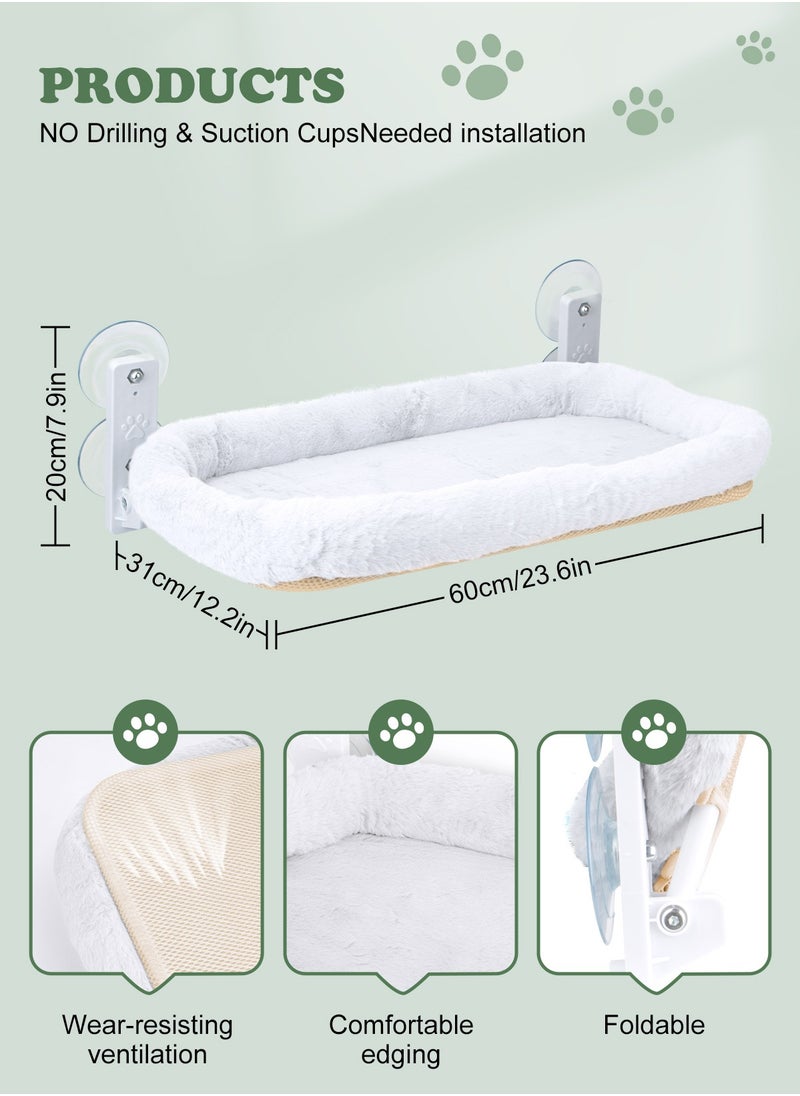 URbazaar - Foldable Cat Hammock for Window - Cordless, Embeded Machine Washable Padded Bed, Robust Metal Frame - Cat Window Perch for Large Cats and Kittens - Image 1