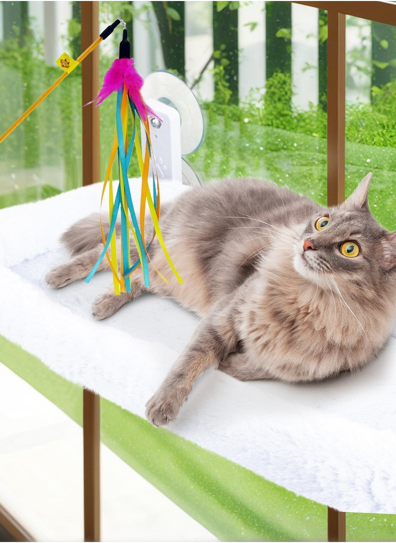 URbazaar - Foldable Cat Hammock for Window - Cordless, Embeded Machine Washable Padded Bed, Robust Metal Frame - Cat Window Perch for Large Cats and Kittens - Image 1