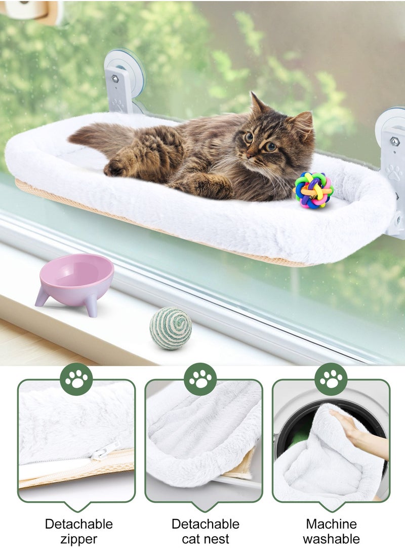 URbazaar - Foldable Cat Hammock for Window - Cordless, Embeded Machine Washable Padded Bed, Robust Metal Frame - Cat Window Perch for Large Cats and Kittens - Image 1