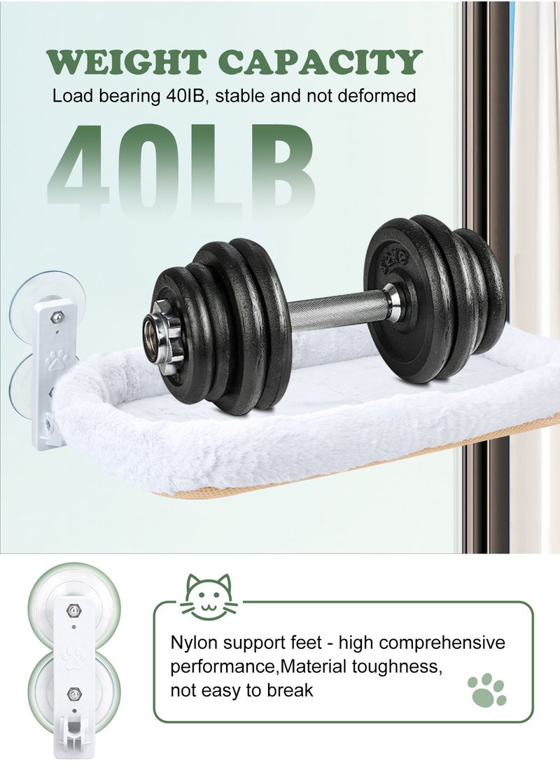 URbazaar - Foldable Cat Hammock for Window - Cordless, Embeded Machine Washable Padded Bed, Robust Metal Frame - Cat Window Perch for Large Cats and Kittens - Image 1