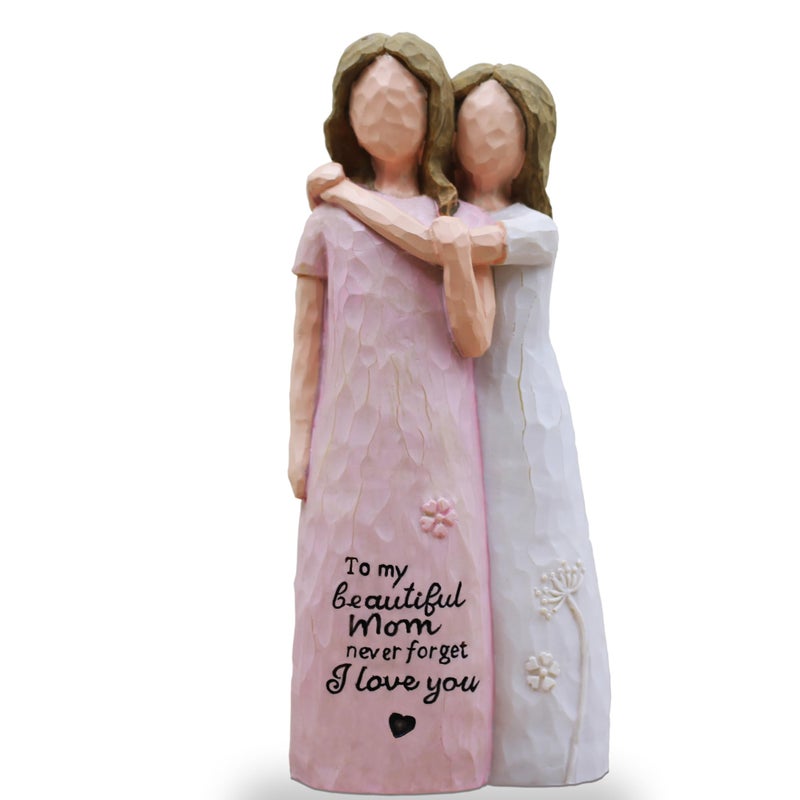 AcowSpt Mother Daughter Gift Birthday Gifts for Mom from Daughter Sculpted HandPainted Figurine Pink