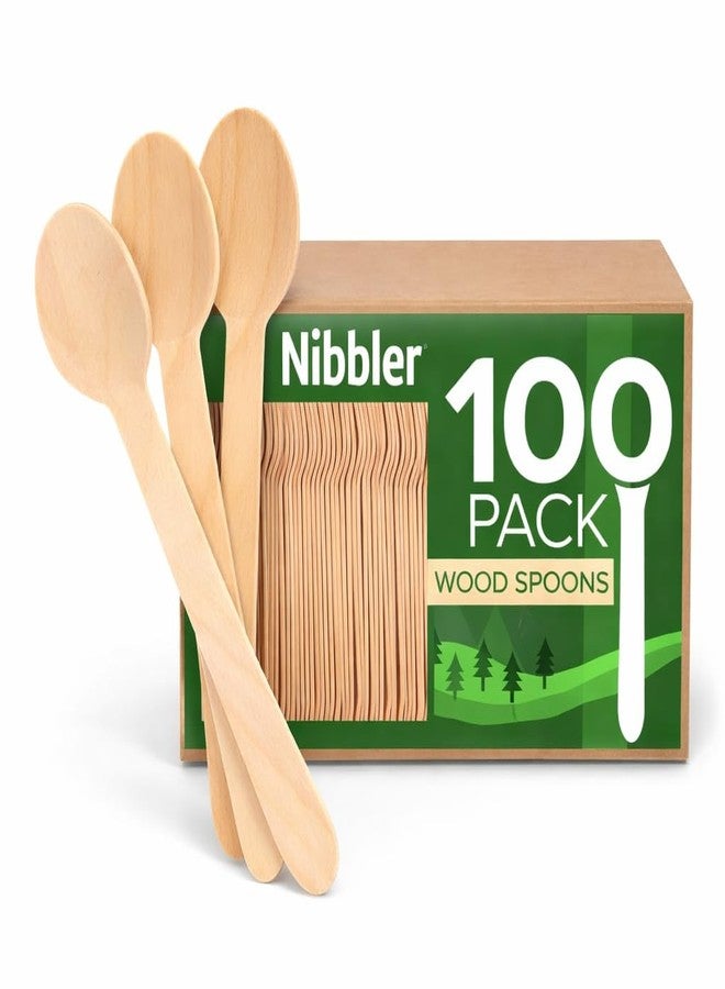 Nibbler [140mm, 100 Pack] Disposable Spoons | Wooden Dining Flatware | Ideal for Kids Birthday, Wedding & Party - Image 1
