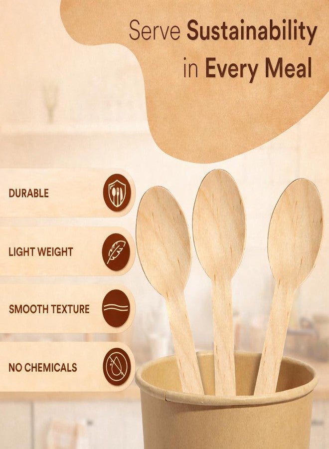Nibbler [140mm, 100 Pack] Disposable Spoons | Wooden Dining Flatware | Ideal for Kids Birthday, Wedding & Party - Image 3