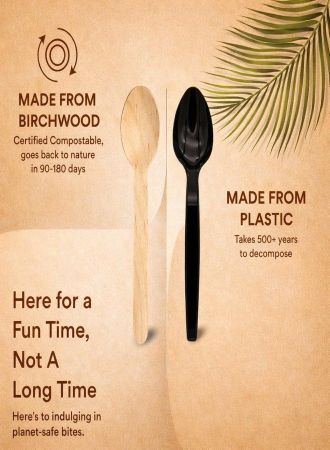 Nibbler [140mm, 100 Pack] Disposable Spoons | Wooden Dining Flatware | Ideal for Kids Birthday, Wedding & Party - Image 5