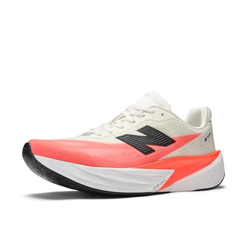 New Balance Mens FuelCell Rebel V5 Running Shoe Urgent RedWhiteSea Salt