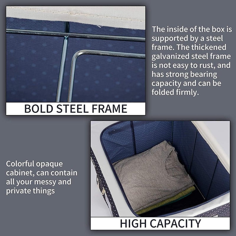 RENVA Oxford Fabric 66L 4Pcs Wardrobe Organizer For Clothes With Steel Frame Foldable Storage BinsClothing Storage With Foldable Clear Window 20 16 12In Silver - Image 3