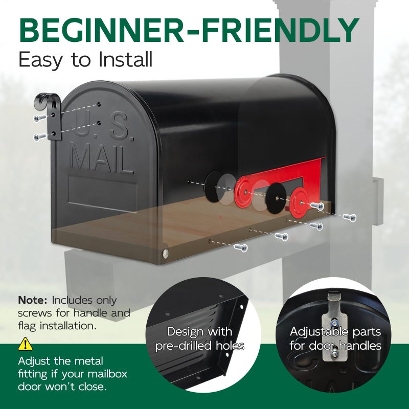 BlissBoard Mailboxes for Outside, Galvanized Steel Medium Black Metal Mailbox, 20 x 8.7 x 6.7 Inches - Image 5