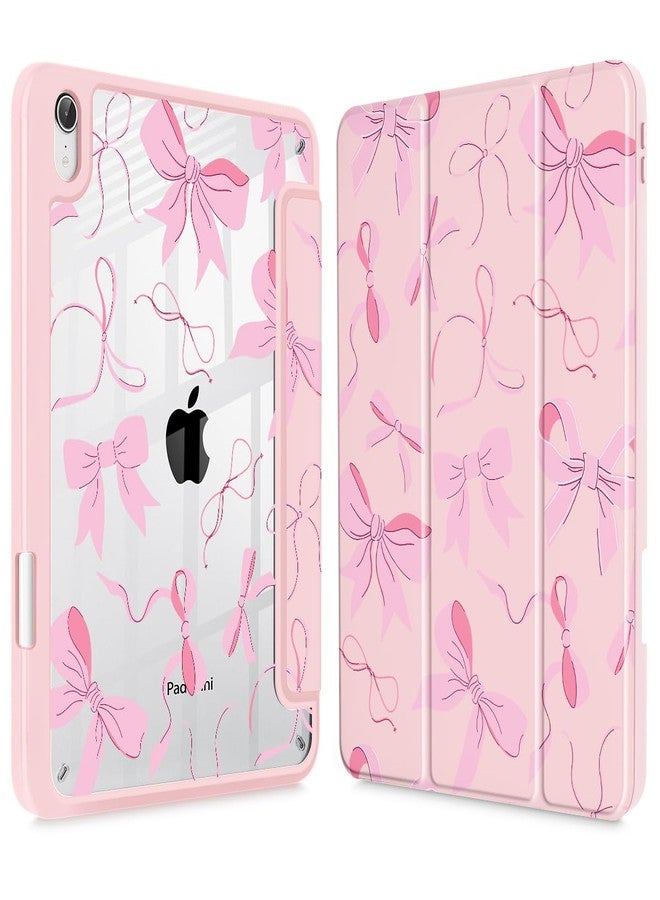May Chen Slim Case for iPad mini 7 (A17 Pro, 7th Generation) 2024 / iPad mini 6 (6th Gen) 8.3 Inch, [Built-in Pencil Holder] Shockproof Cover Clear Clear Back Shell Auto Wake/Sleep, Pink Bow - Image 1