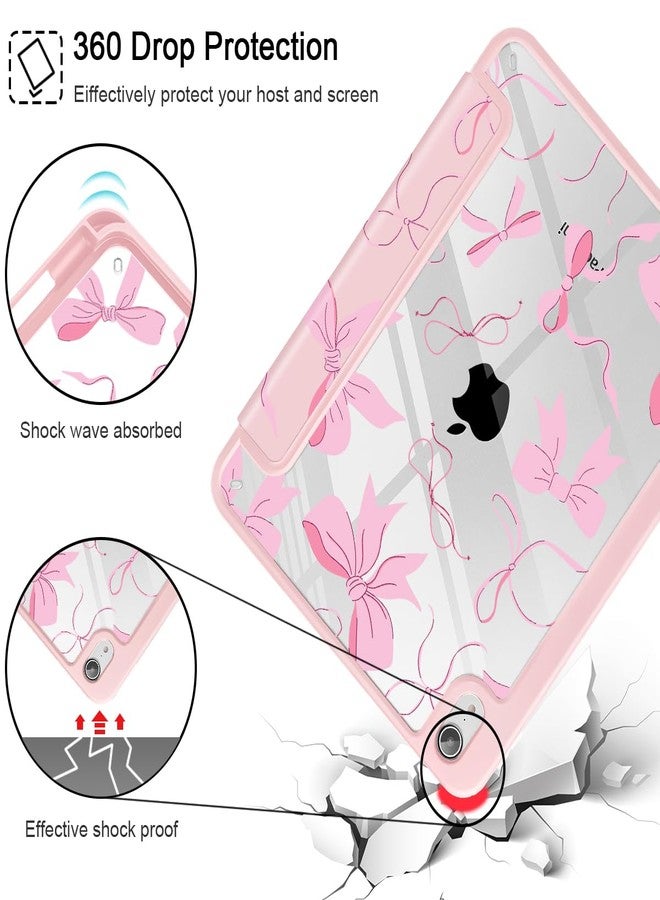 May Chen Slim Case for iPad mini 7 (A17 Pro, 7th Generation) 2024 / iPad mini 6 (6th Gen) 8.3 Inch, [Built-in Pencil Holder] Shockproof Cover Clear Clear Back Shell Auto Wake/Sleep, Pink Bow - Image 5