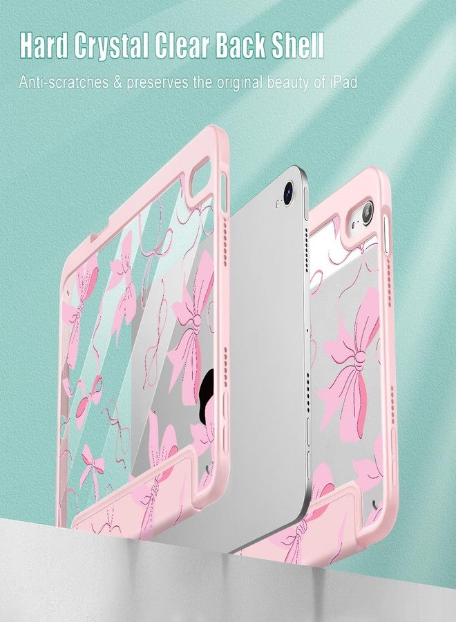 May Chen Slim Case for iPad mini 7 (A17 Pro, 7th Generation) 2024 / iPad mini 6 (6th Gen) 8.3 Inch, [Built-in Pencil Holder] Shockproof Cover Clear Clear Back Shell Auto Wake/Sleep, Pink Bow - Image 4
