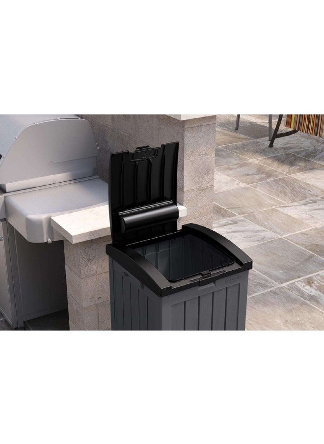 suncast Hideaway Resin Trash Can with Lid Grey and Black 39 Gal GH3900  - Image 4