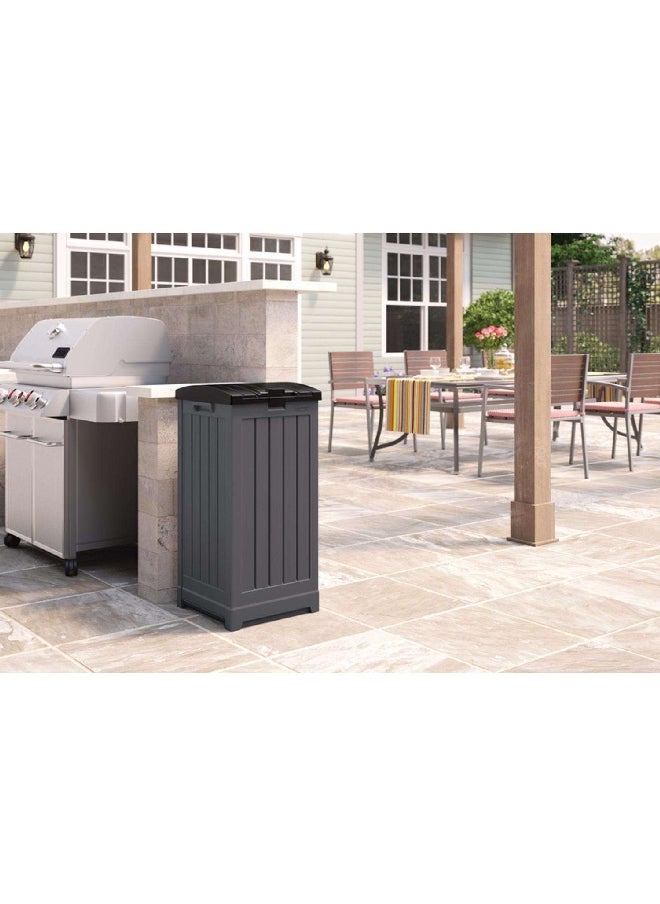 suncast Hideaway Resin Trash Can with Lid Grey and Black 39 Gal GH3900  - Image 3