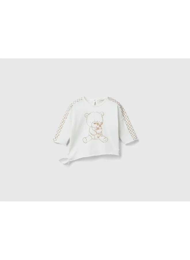 يونايتد كولورز أوف بينتيون Optical T-Shirt With Knot