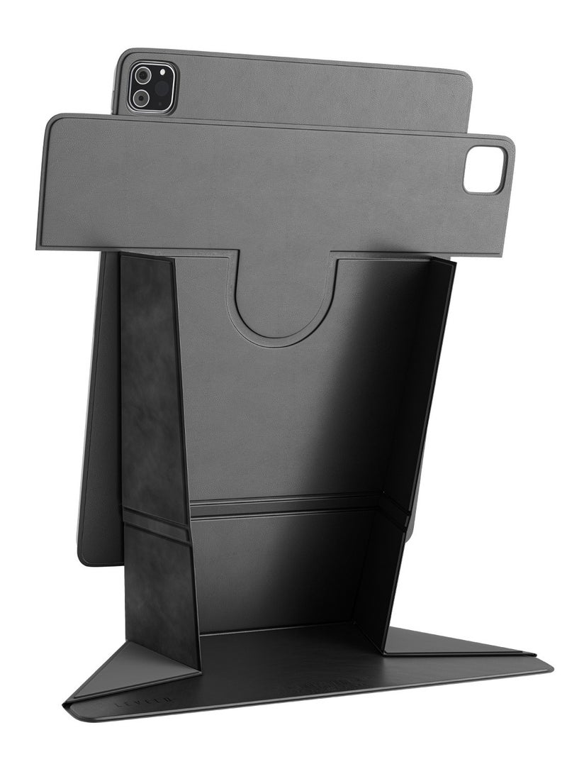 LEVELO iPad Pro 11" 2022 Case Elegante Magnetic Folio / 360° Rotation / Multi Fold / PU Leather / Stain Resistant - Black - Image 1