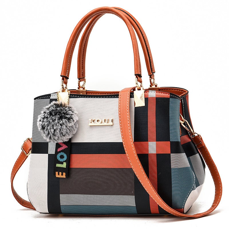 Factory Handbag Women'S Bag 2021 New Korean Check Fashion Middle-Aged Ladies Mother Shoulder Messenger Bag - Image 1