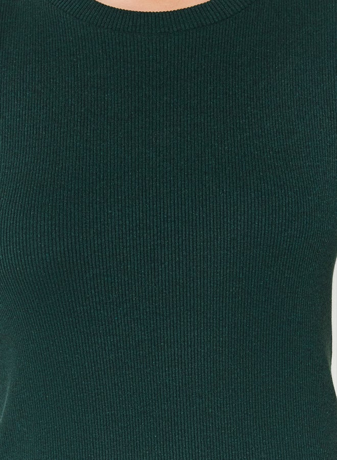trendyol Emerald Body-Sitting Mini Crew Neck Ribbed Flexible Knitted Pencil Dress TWOSS19AD0053 - Image 5