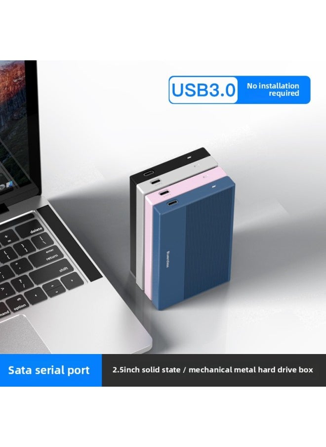 Tool-Free Metal USB3.0 External Hard Drive Enclosure 2.5 Inch SATA Interface For Notebook Portable Storage Box-Color:Aluminum Alloy Black [MicroB Mouth]]  - Image 2