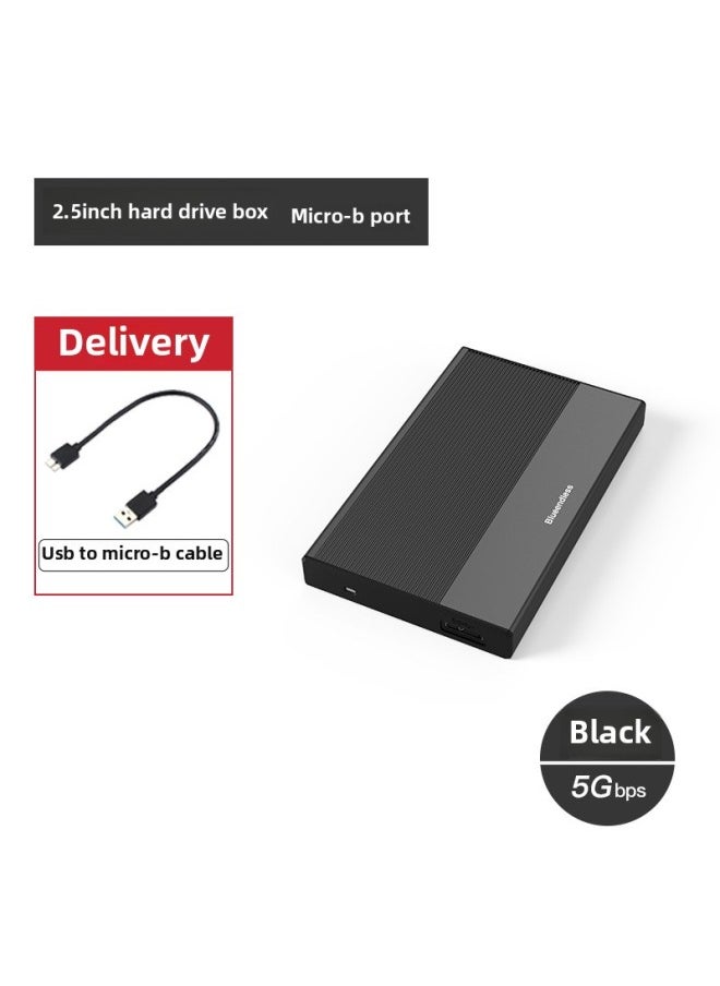 Tool-Free Metal USB3.0 External Hard Drive Enclosure 2.5 Inch SATA Interface For Notebook Portable Storage Box-Color:Aluminum Alloy Black [MicroB Mouth]]  - Image 1