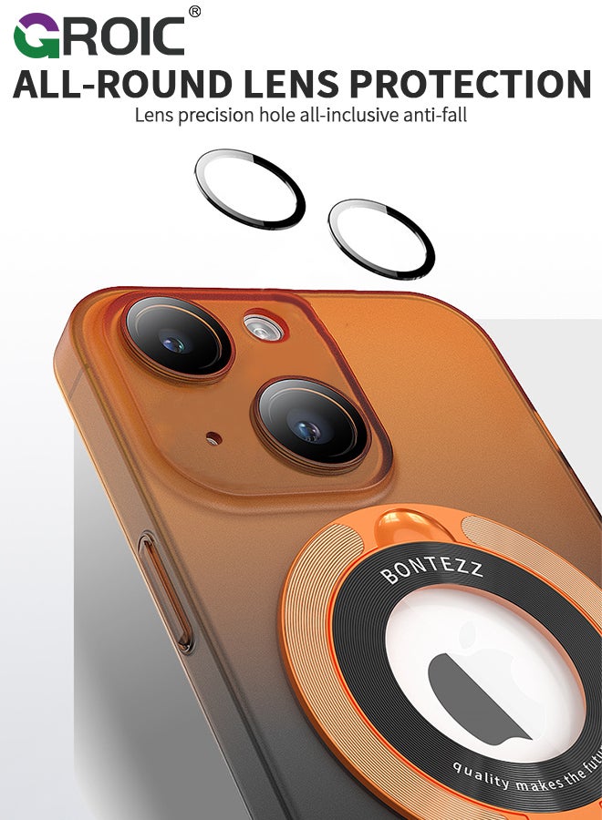 GROIC iPhone 15 Orange Case, Slim Fit Ring Holder Shockproof Kickstand Magnetic Support Magsafe Non-Slip Protective, Women Girls Men Boys Cover for iPhone 15  - Image 5