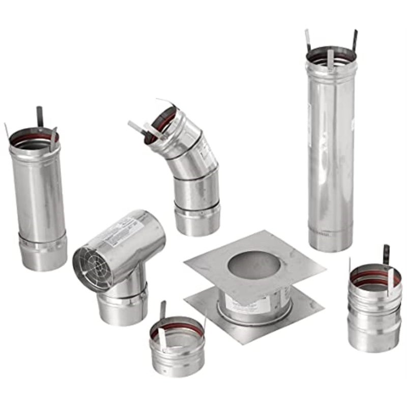 Mr. Heater مجموعة تهوية أفقية من الفولاذ المقاوم للصدأ بقطر 4 بوصات لمكيفات الهواء Big Maxx MHU50 و MHU80 بحجم واحد معدني