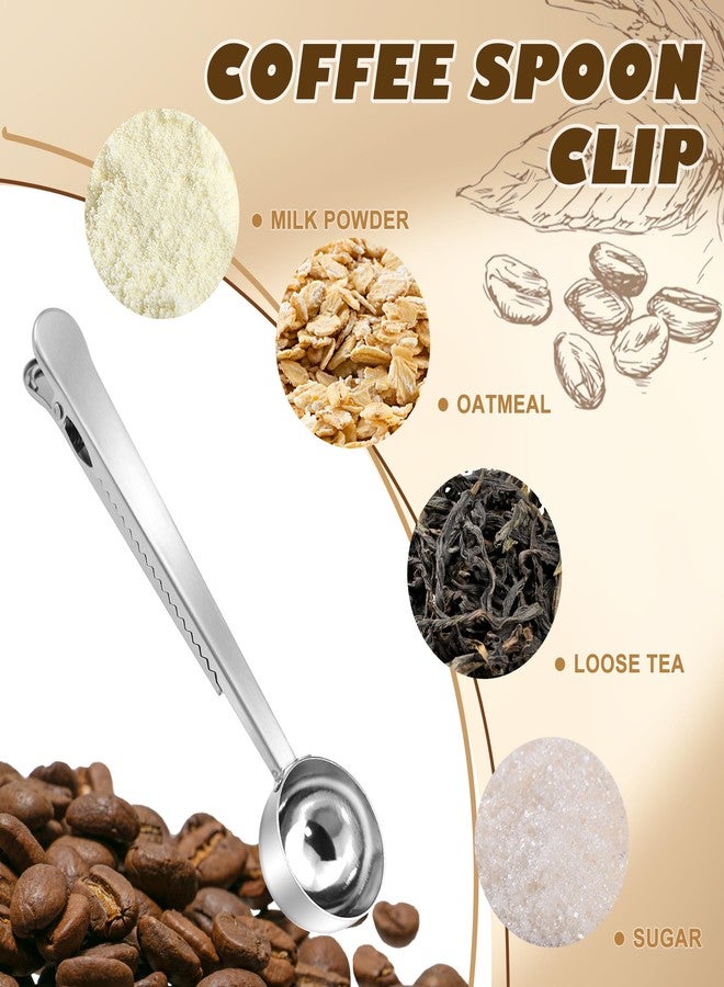 Quacc Stainless Steel Coffee Scoop with Bag Sealing Clip, 2-in-1 Coffee Measuring Scoop for Coffee Beans, Milk Powder, Loose Tea, Spices (Silver) - Image 5