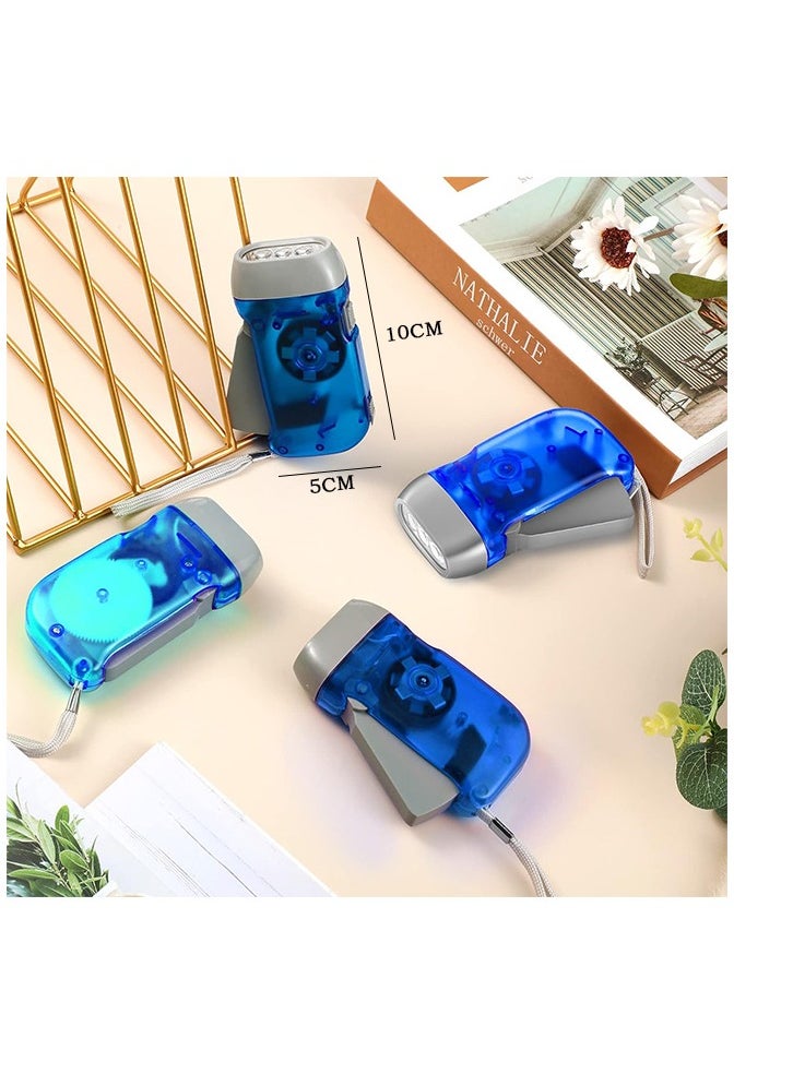 2 Pcs Hand Crank Flashlight, LED Self Powered Charging Torch, Powerful Emergency Safety Tool (Blue)