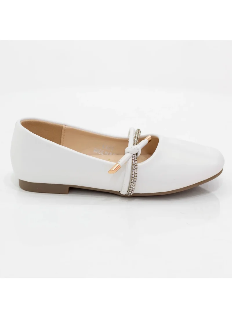 LAMARAPARIS Girls dress pump with knot belt white