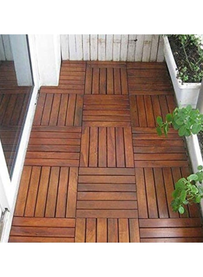 LINGWEI Wood Interlocking Flooring Tiles Straight Pattern Patio Deck Tiles Pack of 10 Solid Wood Pine Deck Tiles for Garden Indoor Outdoor 31x3x31cm - Image 2