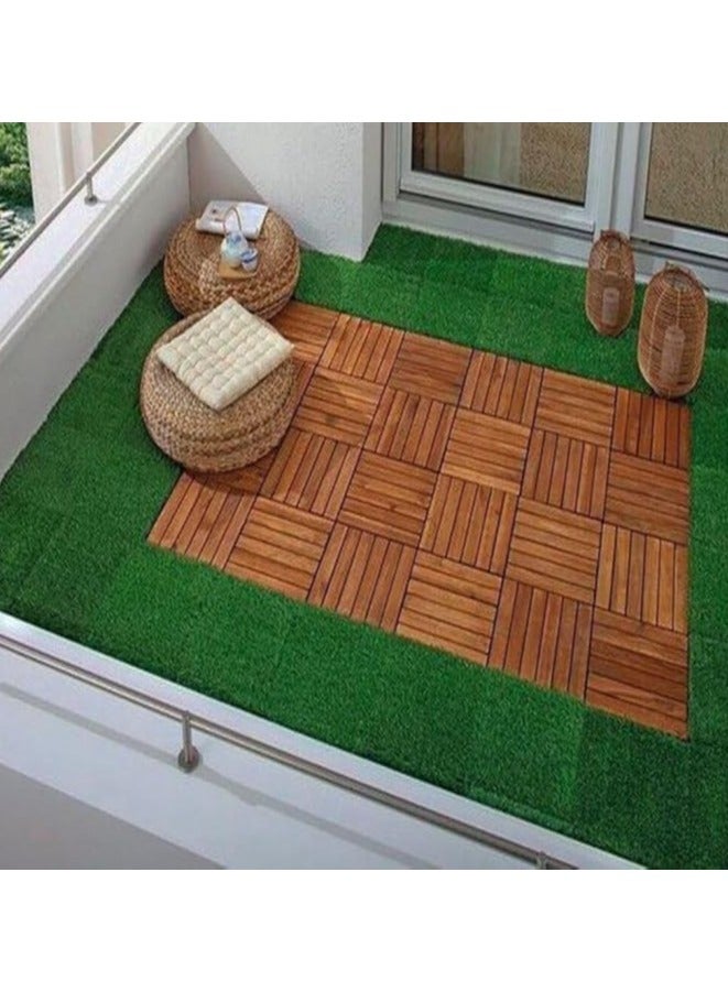 LINGWEI Wood Interlocking Flooring Tiles Straight Pattern Patio Deck Tiles Pack of 10 Solid Wood Pine Deck Tiles for Garden Indoor Outdoor 31x3x31cm - Image 4