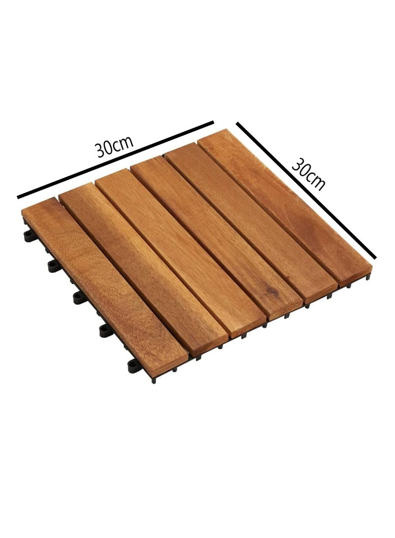 LINGWEI Wood Interlocking Flooring Tiles Straight Pattern Patio Deck Tiles Pack of 10 Solid Wood Pine Deck Tiles for Garden Indoor Outdoor 31x3x31cm - Image 5