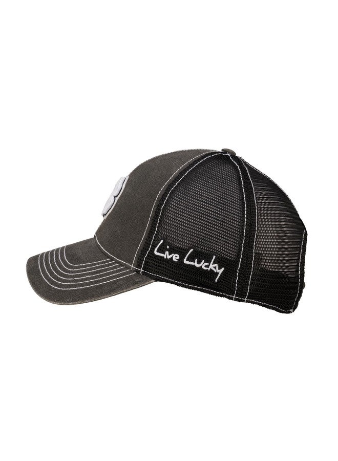Black Clover Standard Two Tone Vintage 36 Adjustable Hat, Black Hat/3D White Clover - Image 3