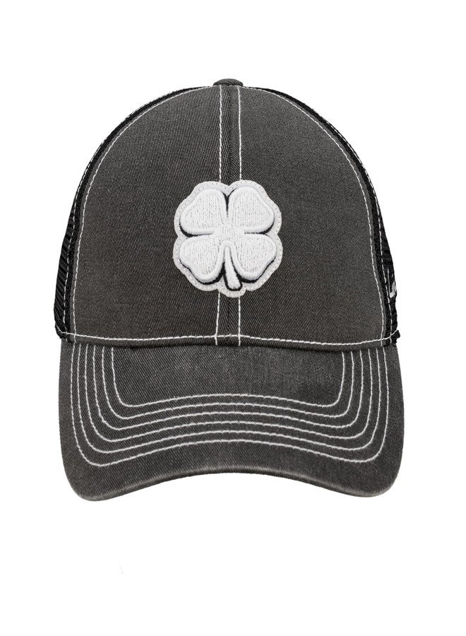 Black Clover Standard Two Tone Vintage 36 Adjustable Hat, Black Hat/3D White Clover - Image 1