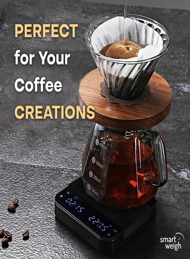 Smart Weigh Coffee Scale 3000g x 0.1g High Precision Sensors Accurate Scale for Espresso Pour-Over Coffee Digital Kitchen Food Scale for Baking Portable Kitchen Scale with LED Display - Image 2