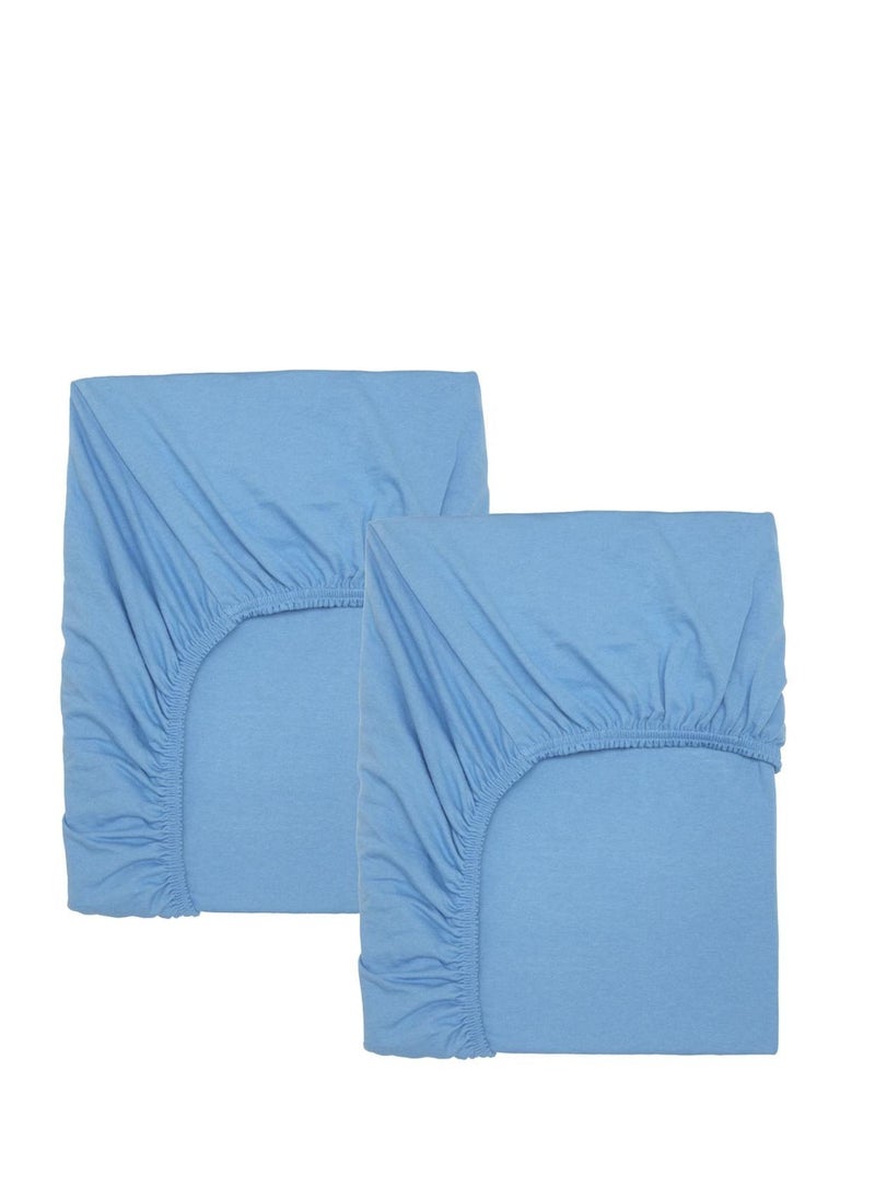LEN - Fitted sheet for cot, light blue - Image 1