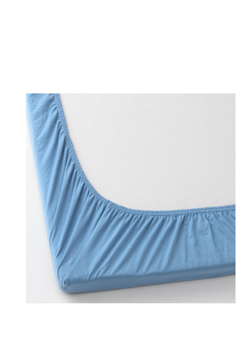 LEN - Fitted sheet for cot, light blue - Image 1
