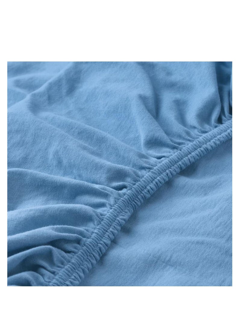 LEN - Fitted sheet for cot, light blue - Image 1