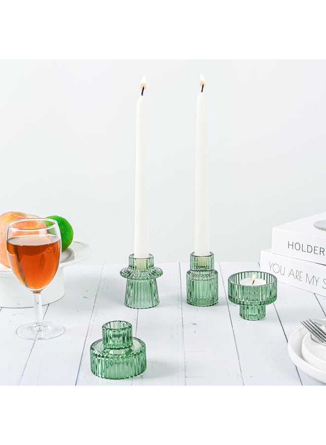 DUNISO 3Pcs Candle Holders，Glass Candle Holders for Taper Candles,Pillar Candles and Tealight Candles,for Table Centerpieces, Wedding Decor and Dinner Party ，Green  - Image 5