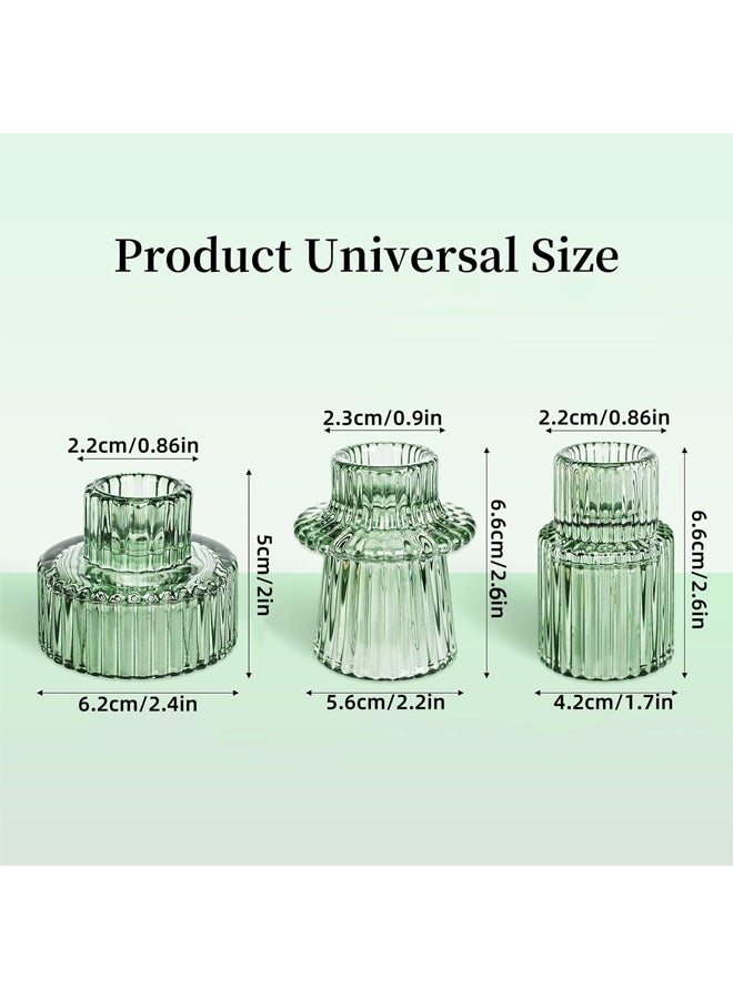 DUNISO 3Pcs Candle Holders，Glass Candle Holders for Taper Candles,Pillar Candles and Tealight Candles,for Table Centerpieces, Wedding Decor and Dinner Party ，Green  - Image 2