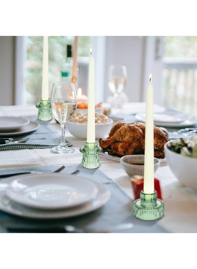 DUNISO 3Pcs Candle Holders，Glass Candle Holders for Taper Candles,Pillar Candles and Tealight Candles,for Table Centerpieces, Wedding Decor and Dinner Party ，Green  - Image 4
