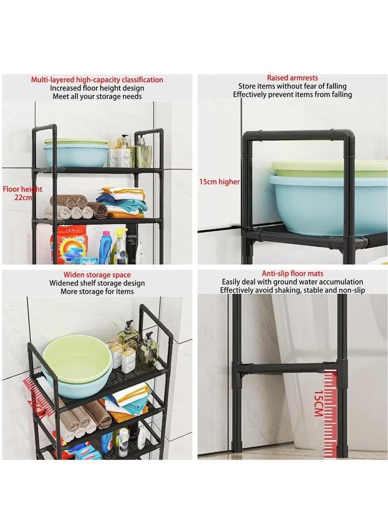 Arabest 3 Tier White Above Toilet Storage Shelf, Freestanding Storage Shelf, No Drilling Required, Space Saving Bathroom Organiser (47x25x155cm)  - Image 2