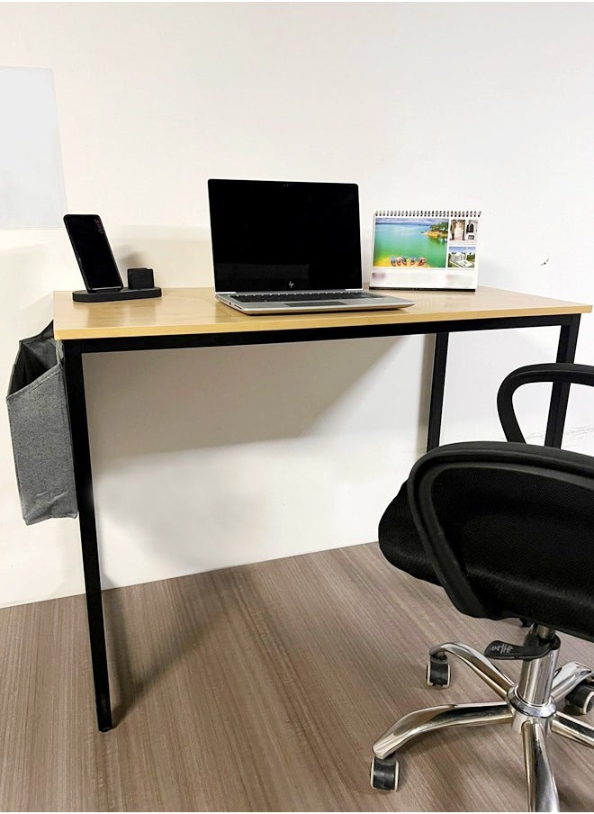 Multipurpose Simple Style Vintage Design Computer Desk Laptop Table Workstation Sturdy Writing Desk with Storage Bag and Hook for Home and Offices 100x50x72 centimeter